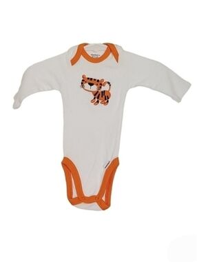 K1096 * Gerber Embroidered Tiger Onesie Bodysuit White Orange Size NB